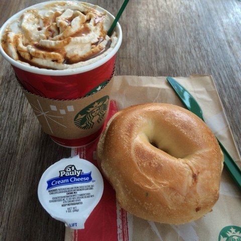 Mmmm... The gourmet lunch: coffee, sugar, and carbs.